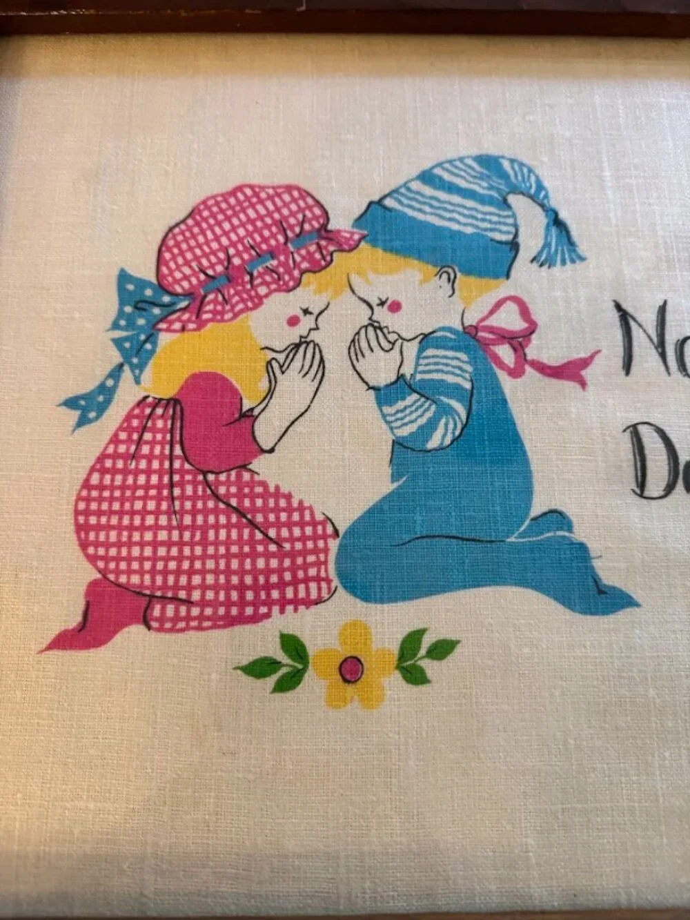 Bedtime Prayer Wall Hanging Now I Lay Me Down to Sleep Nursery Decor Vintage